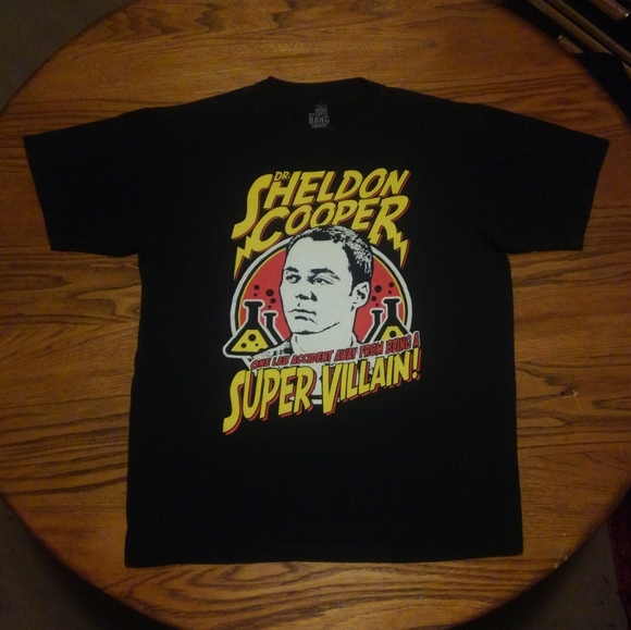 ⚛️ Big Bang Theory 🔥 Sheldon Cooper Shirt Large Super Villain 📺 Comedy Sitcom - Picture 1 of 7